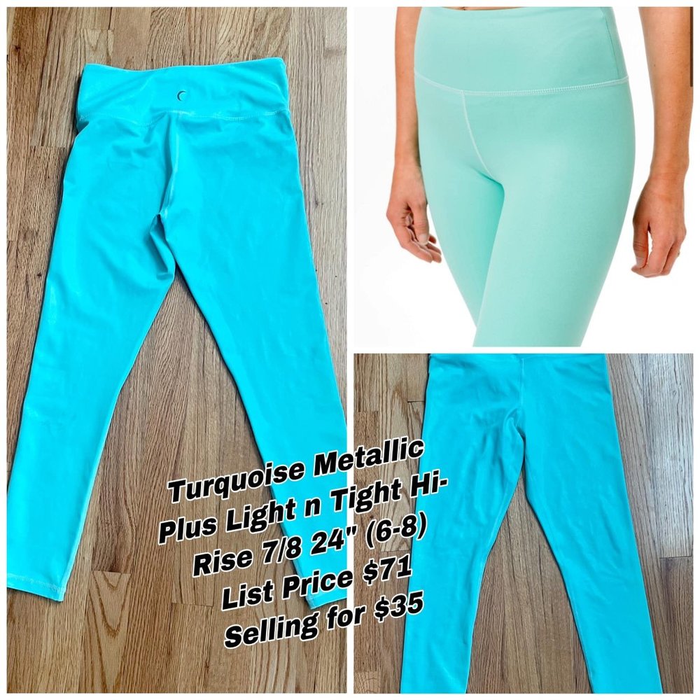 Zyia-Turquoise Metallic Light n Tight Leggings (24")